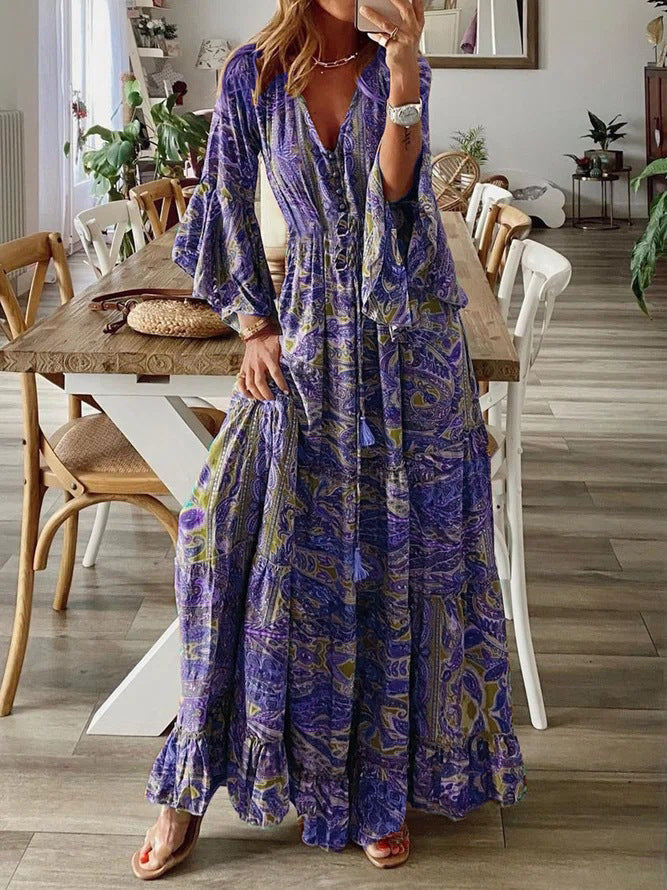 LuxeBreeze Boho Maxi Dress – Cotton Blend for Effortless Summer Style