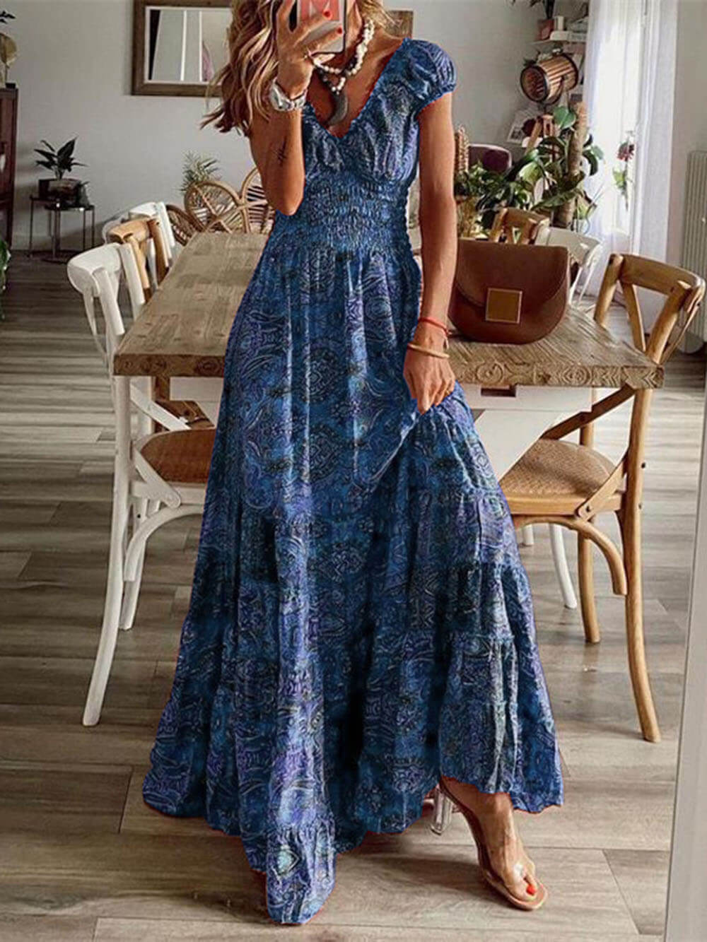 BlossomElegance Women's Floral Maxi Dress for Effortless Style