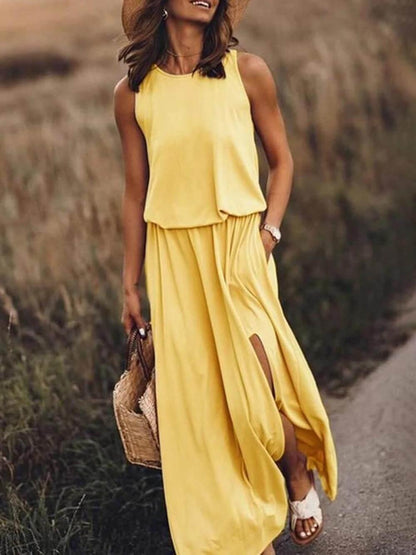 LuxeFlow Elegant Sleeveless Maxi Dress for Summer
