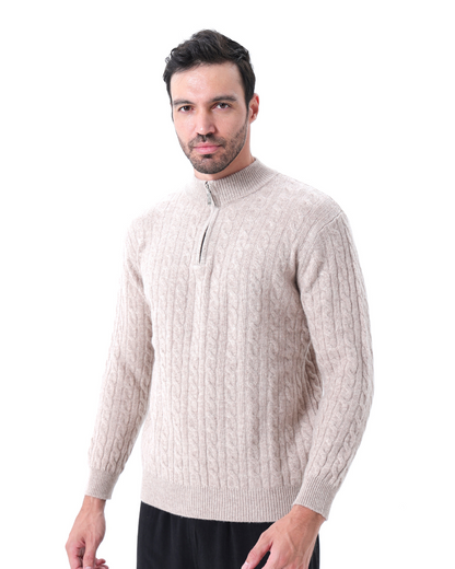 100% Cashmere Knitted Sweater with Half Zip