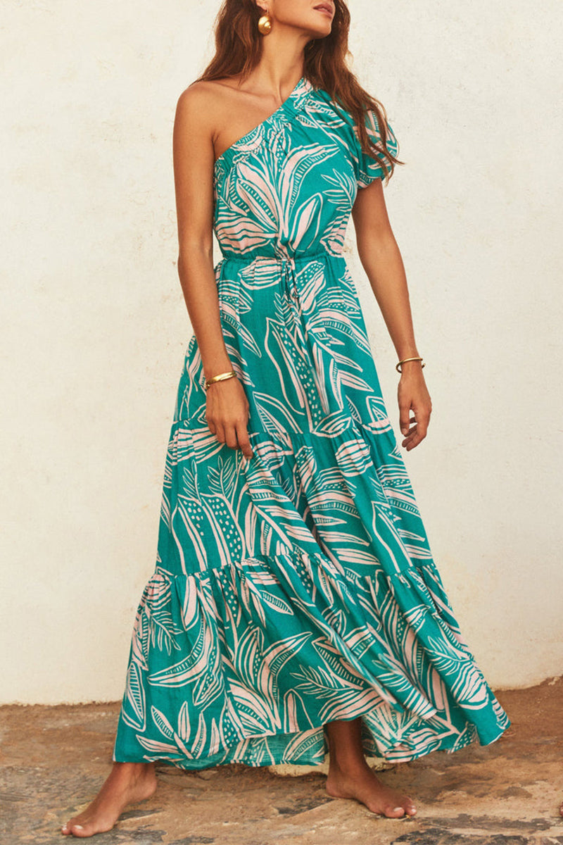 EllaBlossom Backless Floral Dress with Slash Neckline for Women