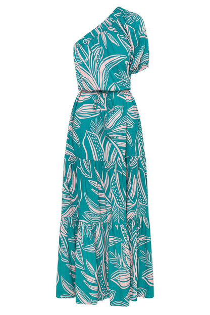 EllaBlossom Backless Floral Dress with Slash Neckline for Women