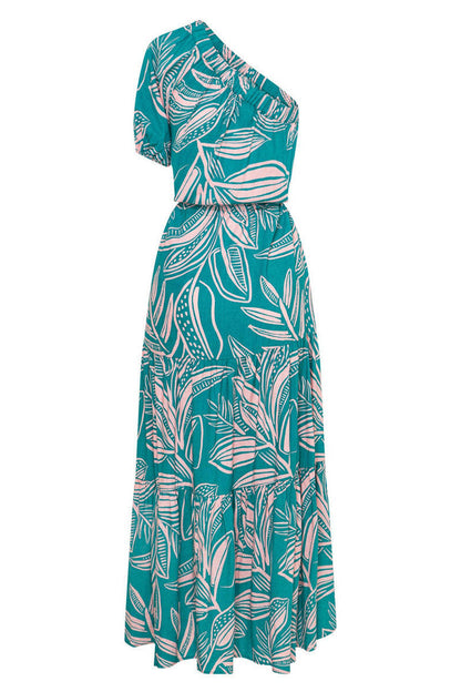 EllaBlossom Backless Floral Dress with Slash Neckline for Women