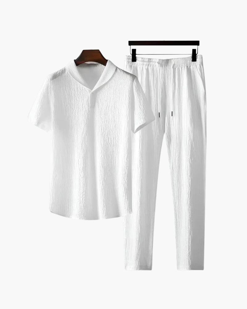 Cotton Polo Shirt and Trousers Set