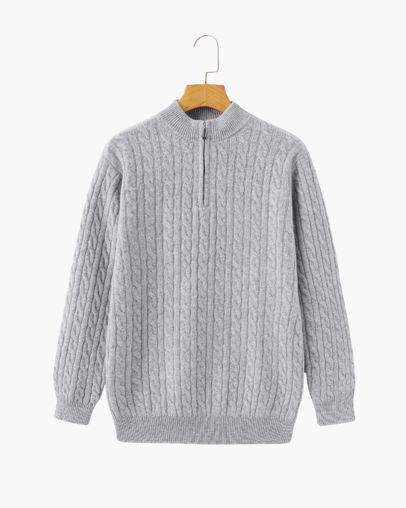 100% Cashmere Knitted Sweater with Half Zip
