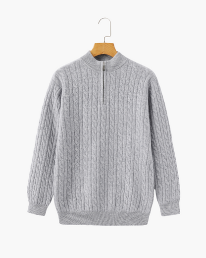 100% Cashmere Knitted Sweater with Half Zip