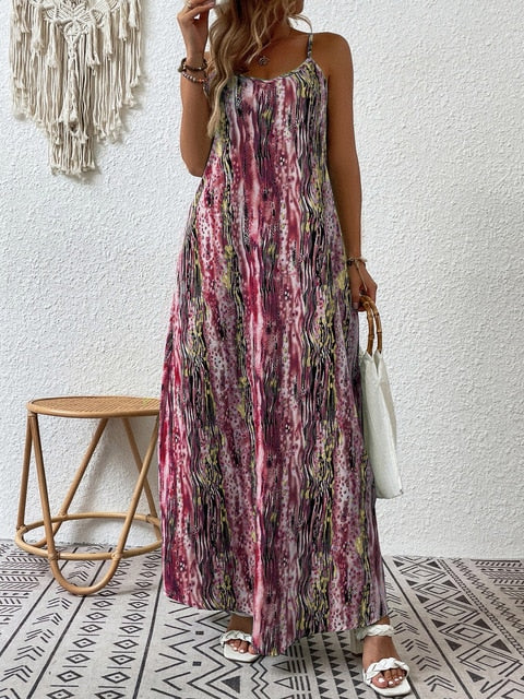 BohoChic Women's Summer Maxi Dress with Vintage Print