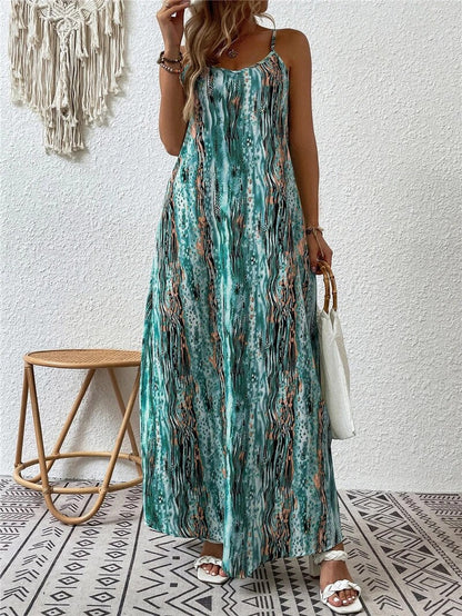 BohoChic Women's Summer Maxi Dress with Vintage Print