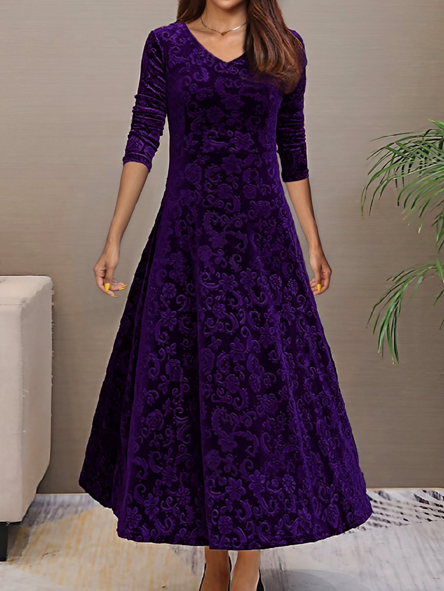 Isabella Luxe Velvet Long Dress for Formal Occasions