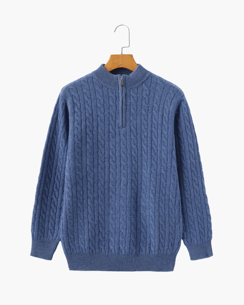 100% Cashmere Knitted Sweater with Half Zip
