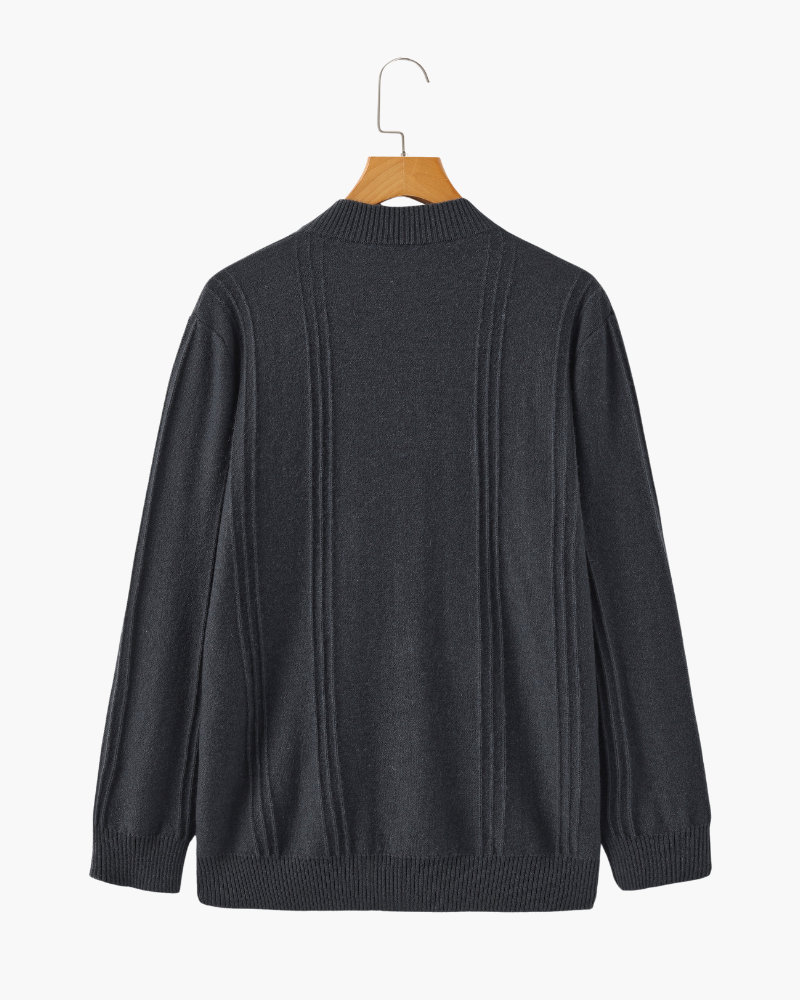 Ribbed 100% Cashmere Sweater with Half-Zip
