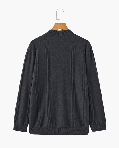Ribbed 100% Cashmere Sweater with Half-Zip