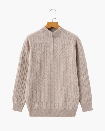100% Cashmere Knitted Sweater with Half Zip
