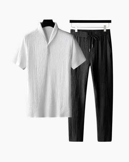 Cotton Polo Shirt and Trousers Set