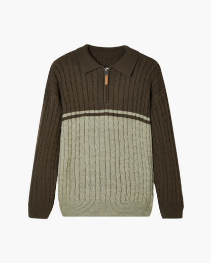 Sweater with Zipper, 100% Premium Wool