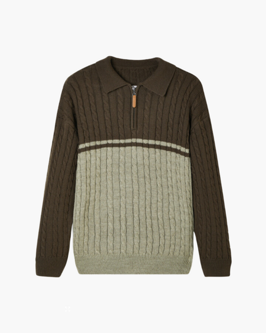 Sweater with Zipper, 100% Premium Wool