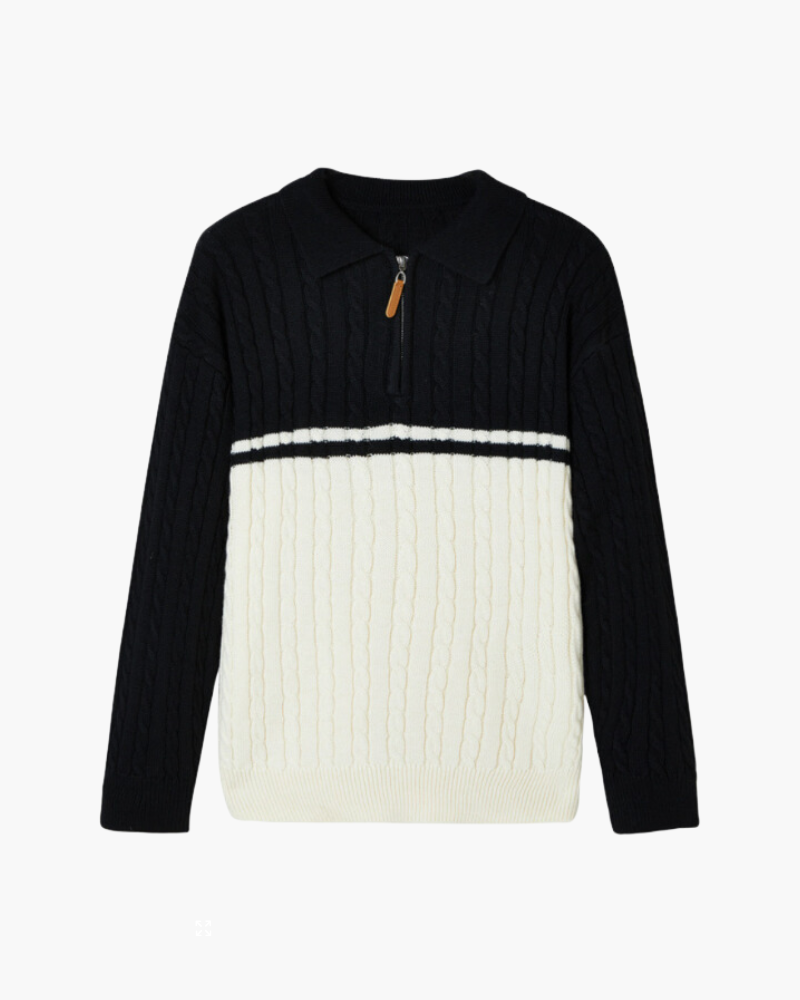 Sweater with Zipper, 100% Premium Wool