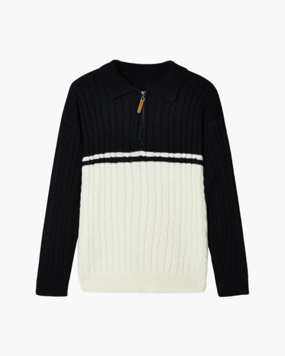 Sweater with Zipper, 100% Premium Wool