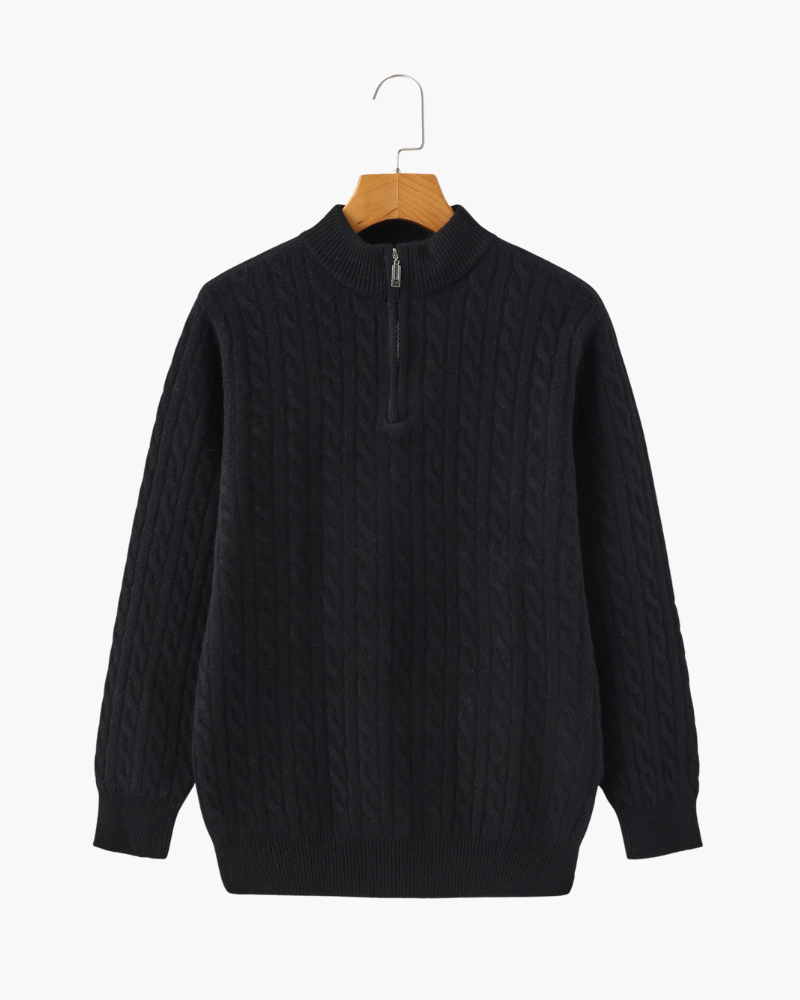 100% Cashmere Knitted Sweater with Half Zip