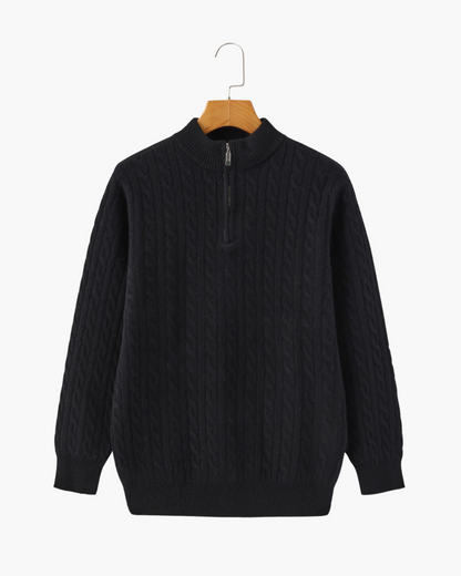 100% Cashmere Knitted Sweater with Half Zip