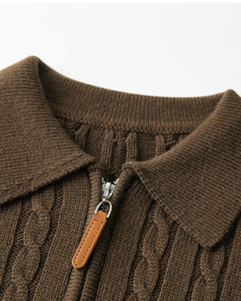 Sweater with Zipper, 100% Premium Wool