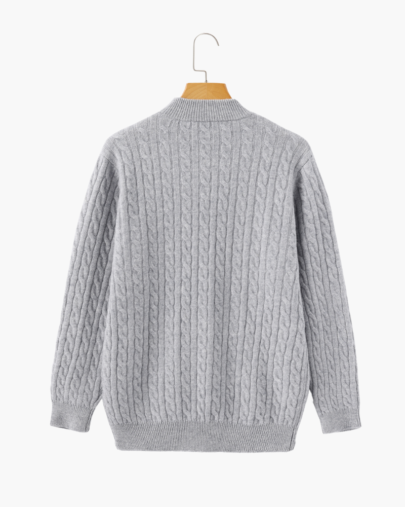 100% Cashmere Knitted Sweater with Half Zip