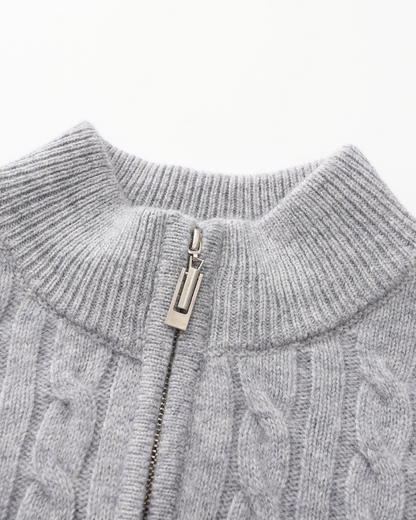 100% Cashmere Knitted Sweater with Half Zip