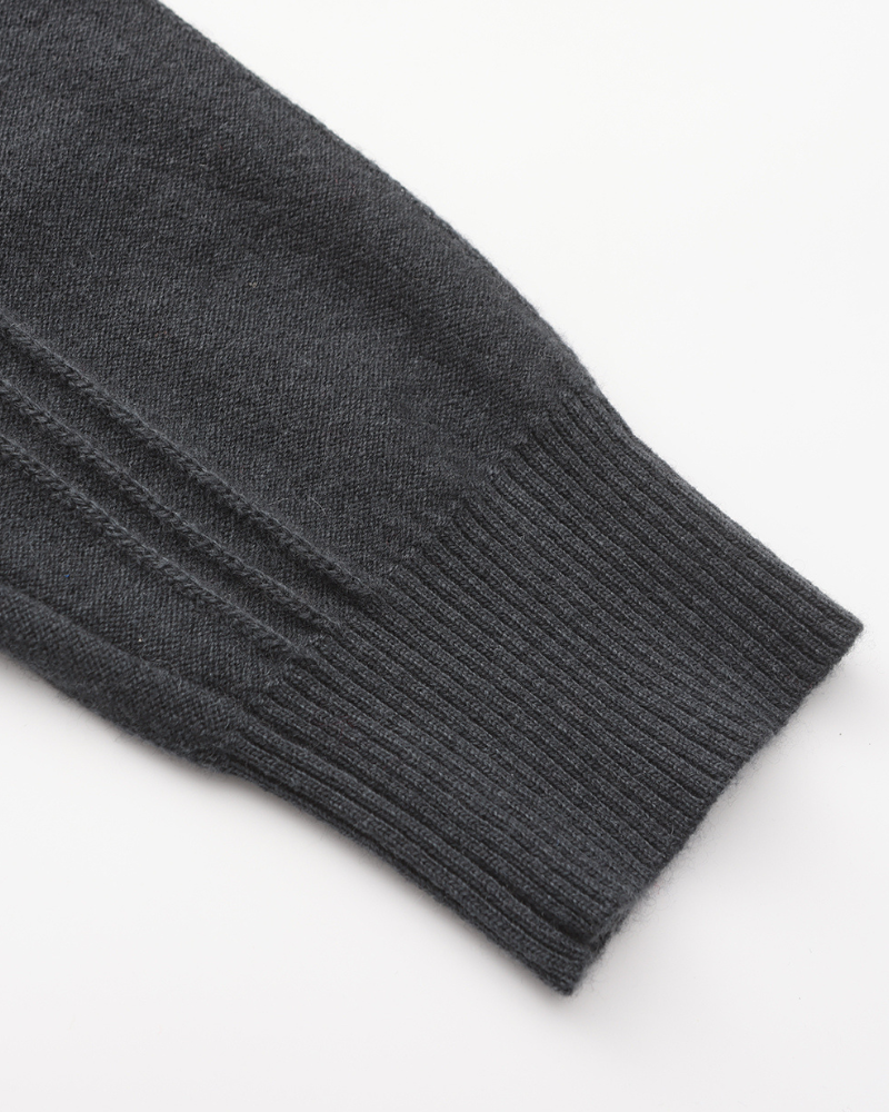 Ribbed 100% Cashmere Sweater with Half-Zip