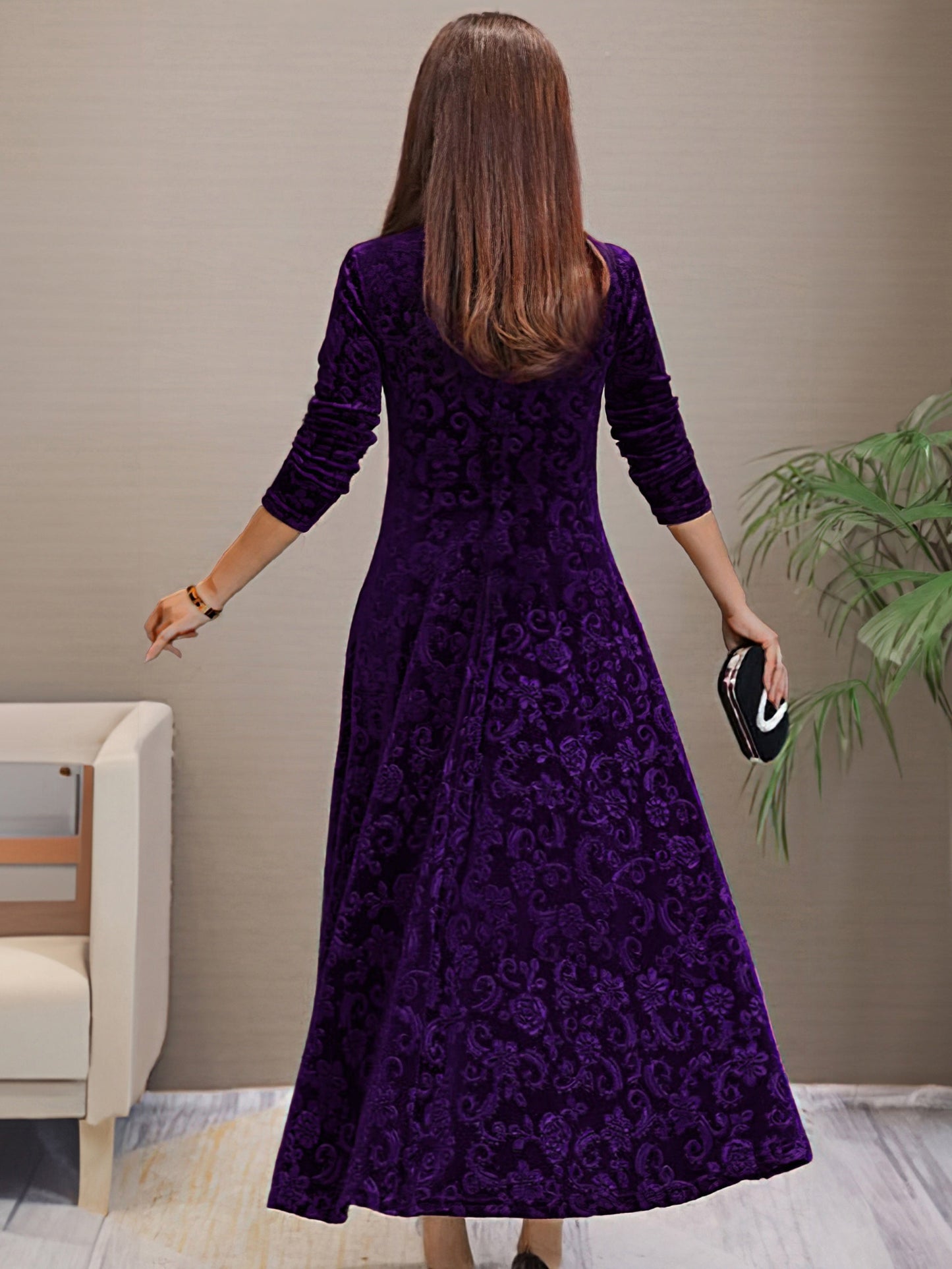Isabella Luxe Velvet Long Dress for Formal Occasions