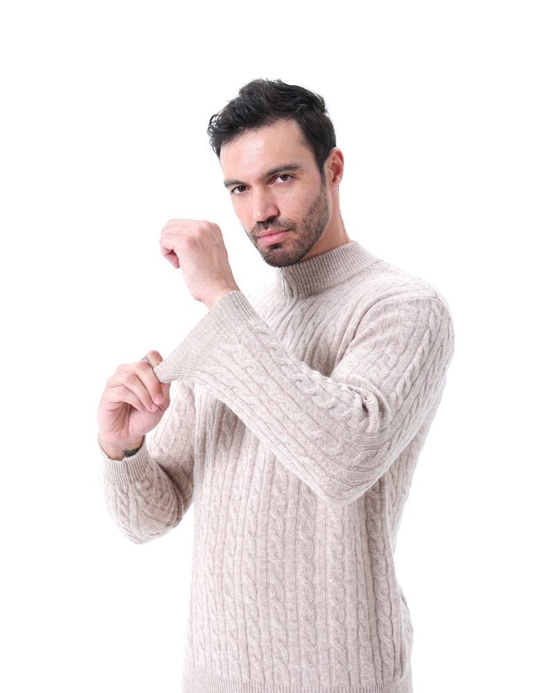 100% Cashmere Knitted Sweater with Half Zip