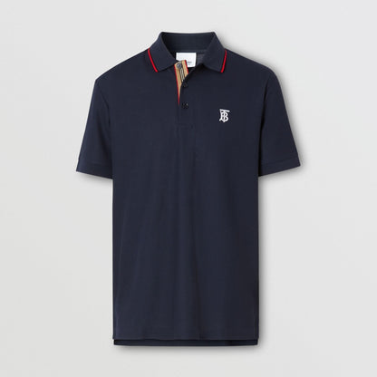 Burberry Polo Shirt Piqu¨¦ Stripe Placket Navy