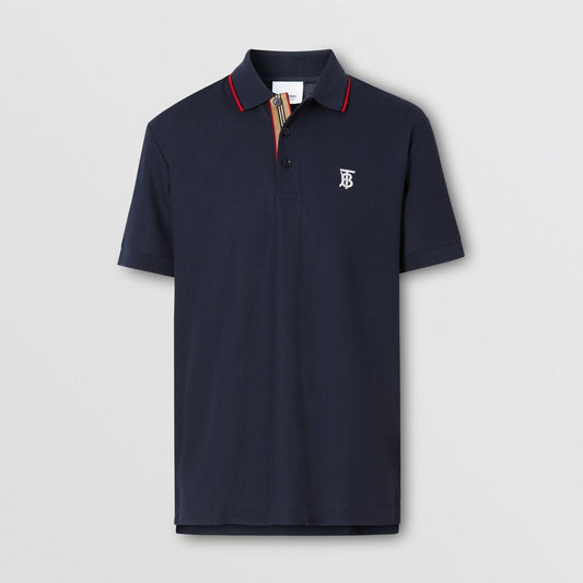 Burberry Polo Shirt Piqu¨¦ Stripe Placket Navy