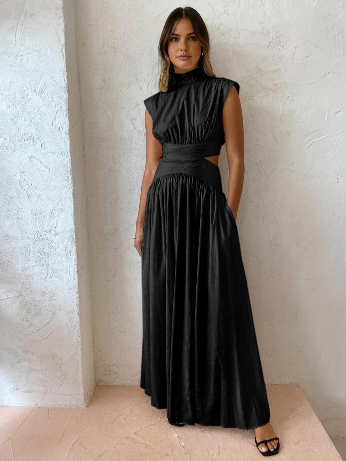 EvaGrace Sleeveless Maxi Dress with Stylish Cutout Waist