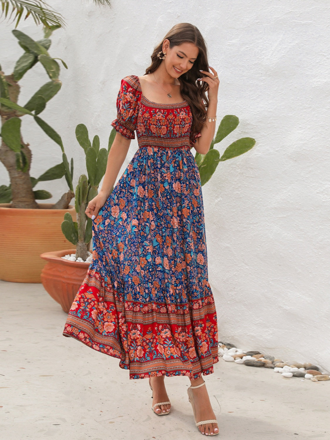 Evelyn's Bohemian Floral Maxi Dress – Lightweight Cotton for Summer