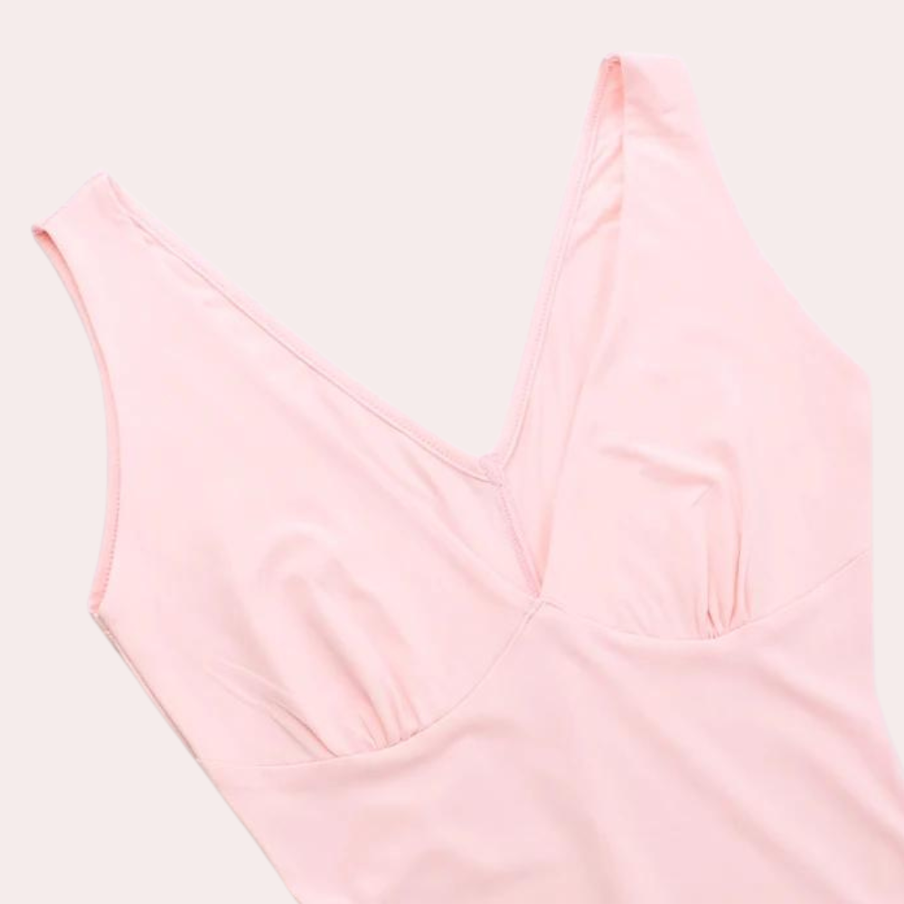 BelleFemme Elegant Sleeveless V-Neck Dress with High-Low Hem