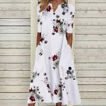 Aurora - Charming Floral Cotton Dress for Summer Sophistication