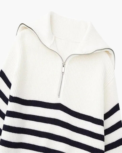 Striped Zip-Up Sweater