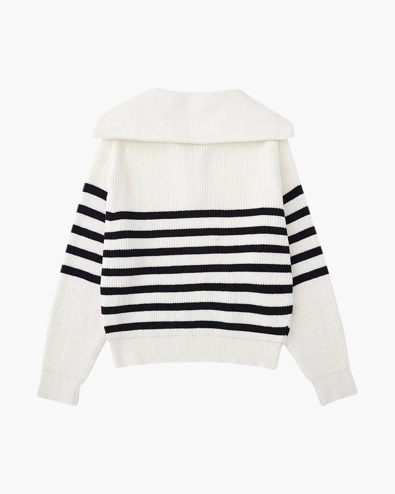 Striped Sweater with Zipper