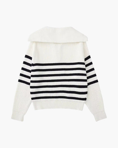 Striped Sweater with Zipper
