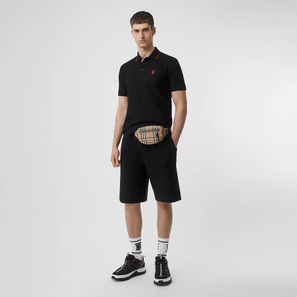 Burberry Polo Piqu¨¦ Stripe Placket Black