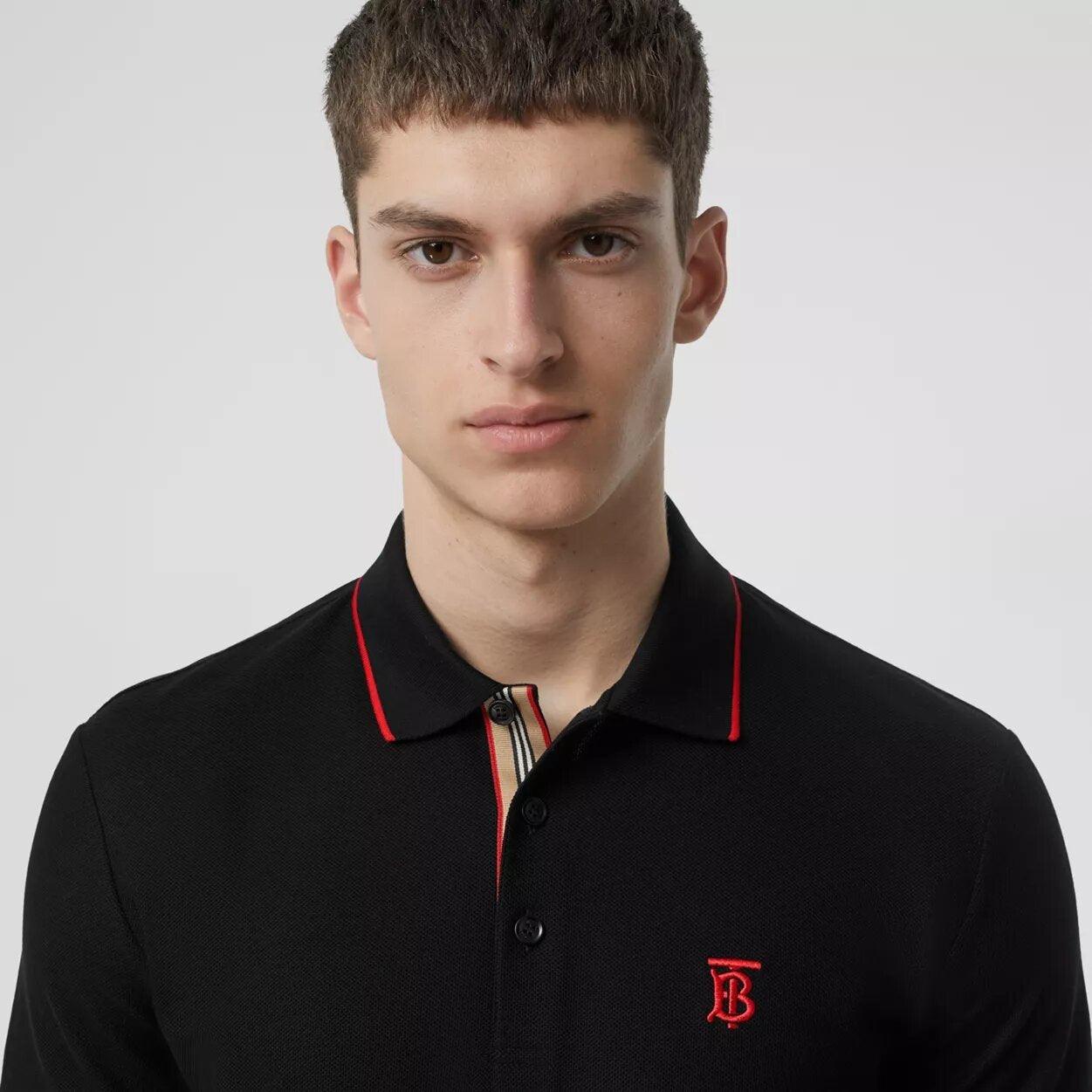 Burberry Polo Piqu¨¦ Stripe Placket Black