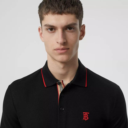 Burberry Polo Piqu¨¦ Stripe Placket Black