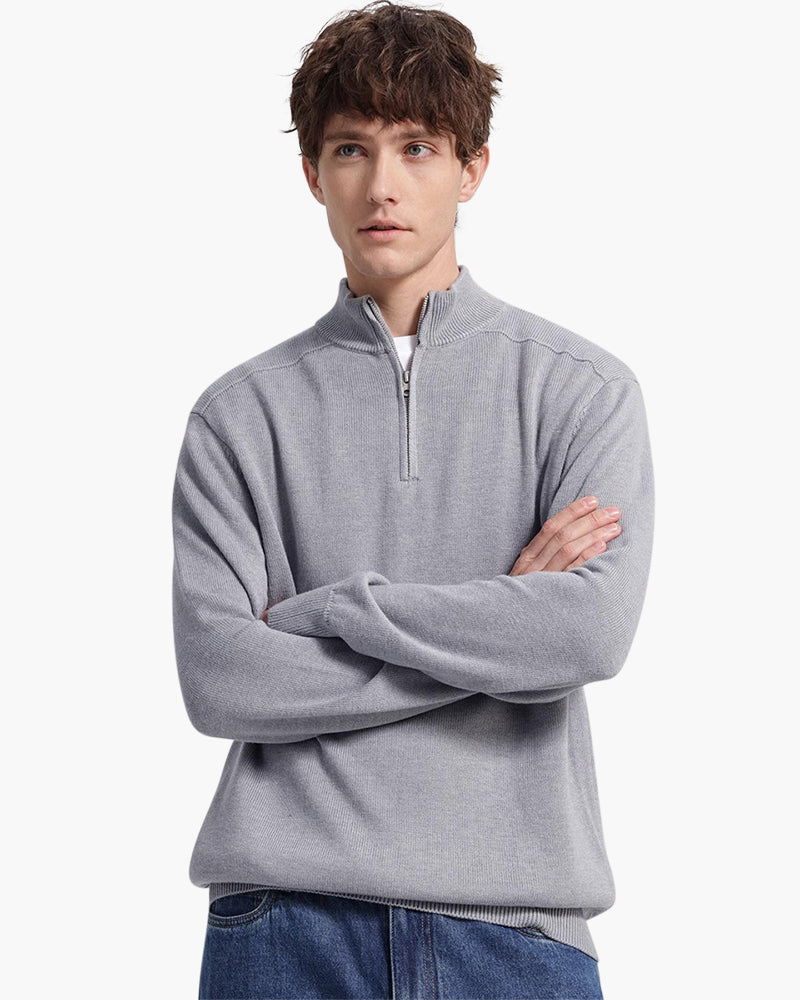 Sweater with Zipper, 100% Merino Wool