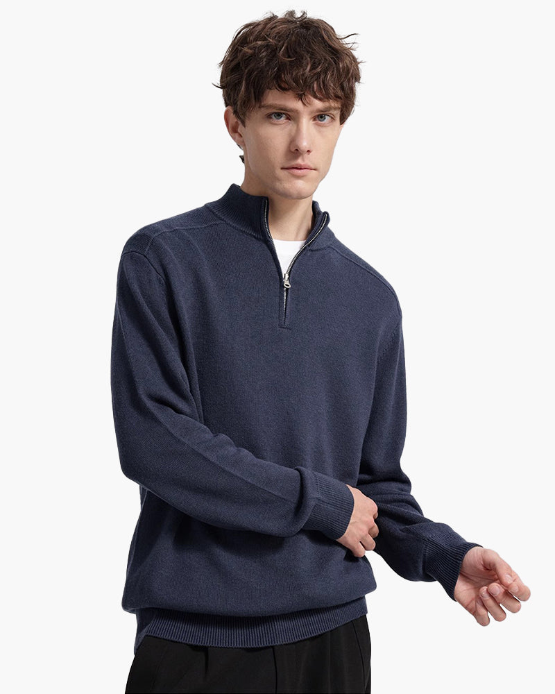 Sweater with Zipper, 100% Merino Wool
