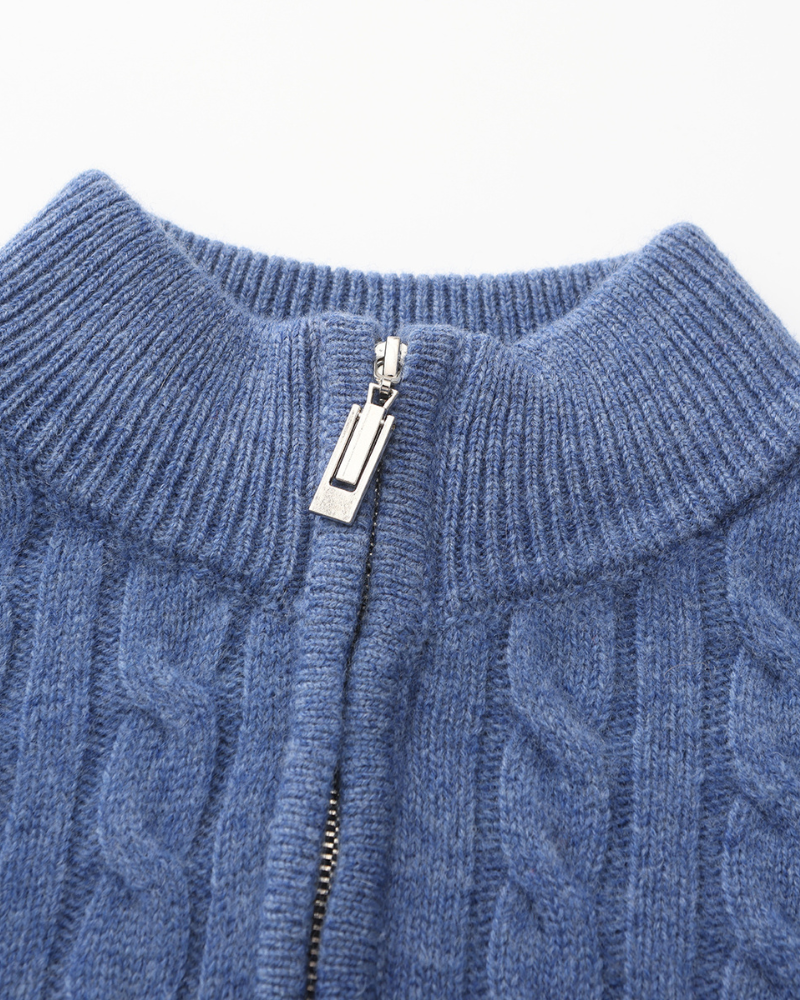100% Cashmere Knitted Sweater with Half Zip