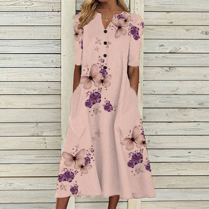 Aurora - Charming Floral Cotton Dress for Summer Sophistication