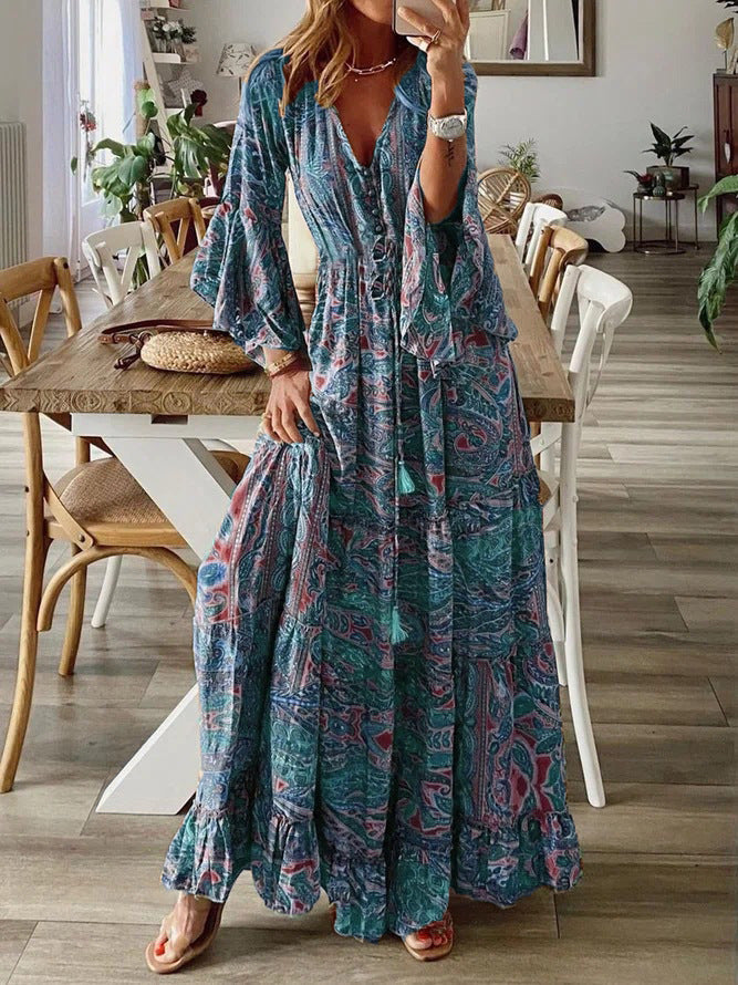LuxeBreeze Boho Maxi Dress – Cotton Blend for Effortless Summer Style