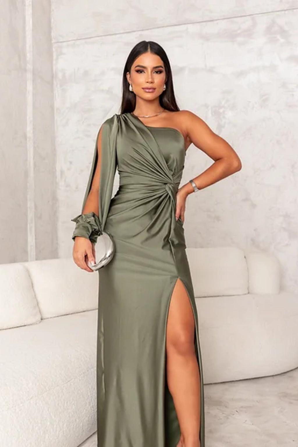 LuxeGala Satin Evening Dress for Timeless Elegance