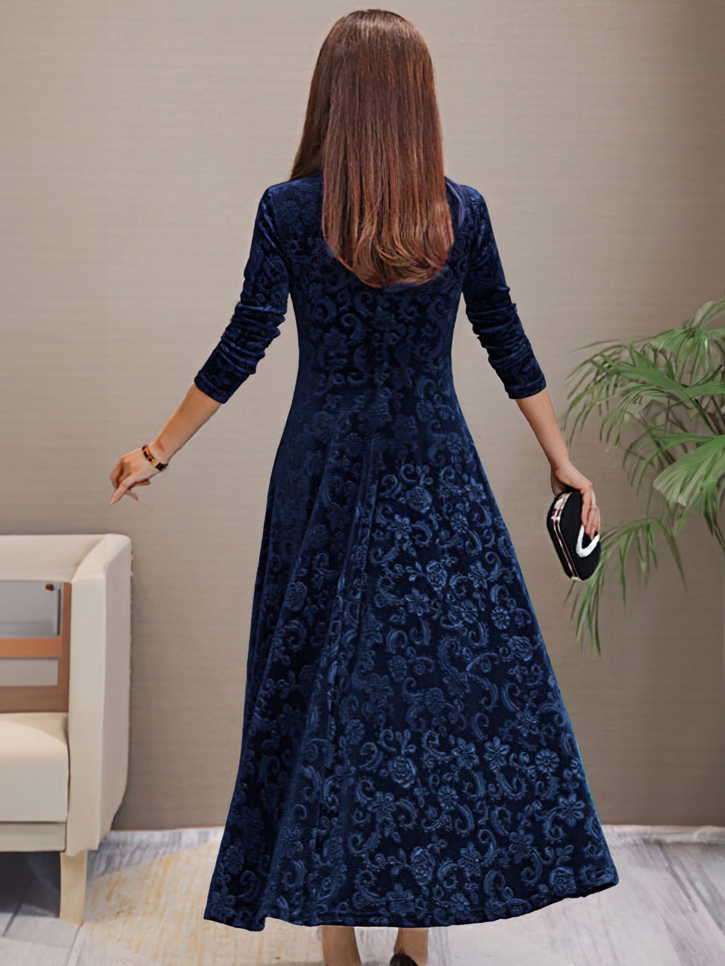 Isabella Luxe Velvet Long Dress for Formal Occasions
