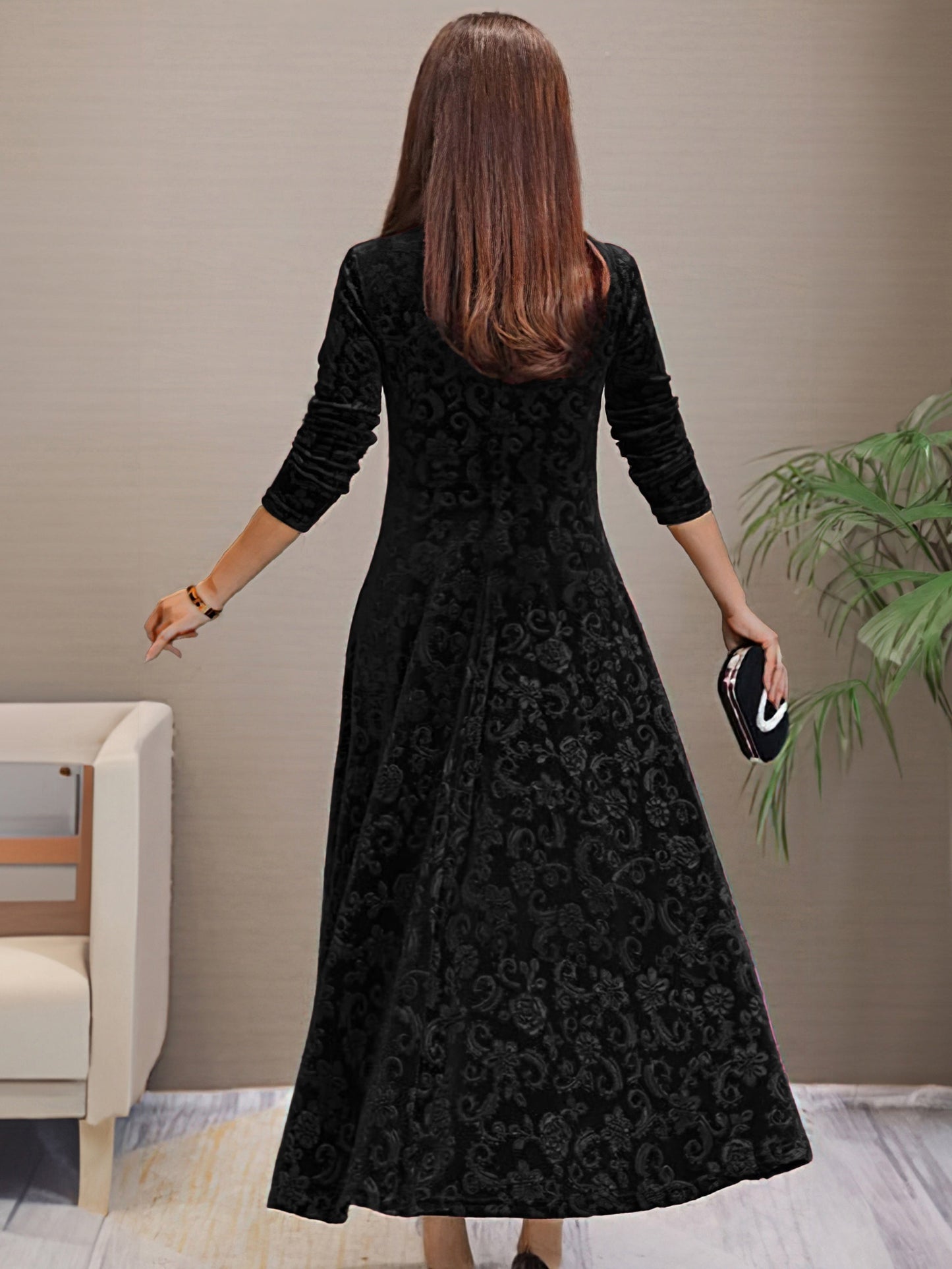 Isabella Luxe Velvet Long Dress for Formal Occasions